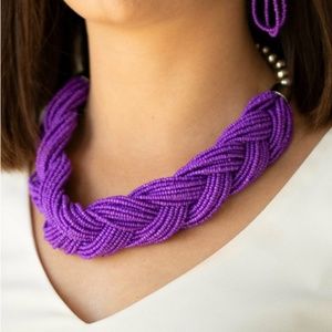 Paparazzi Sea Bead Purple necklace with earrings